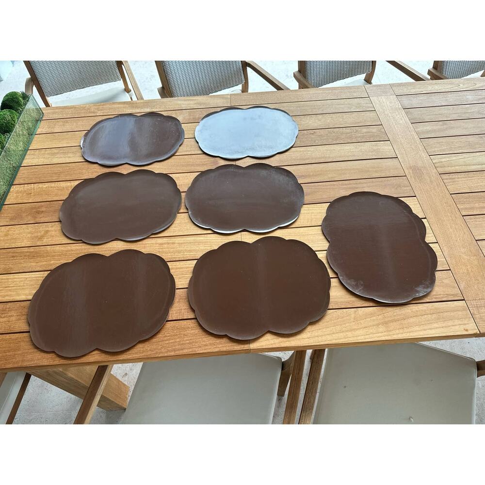 Vintage Brown Placemats Scalloped set of 6 plus 1 Free